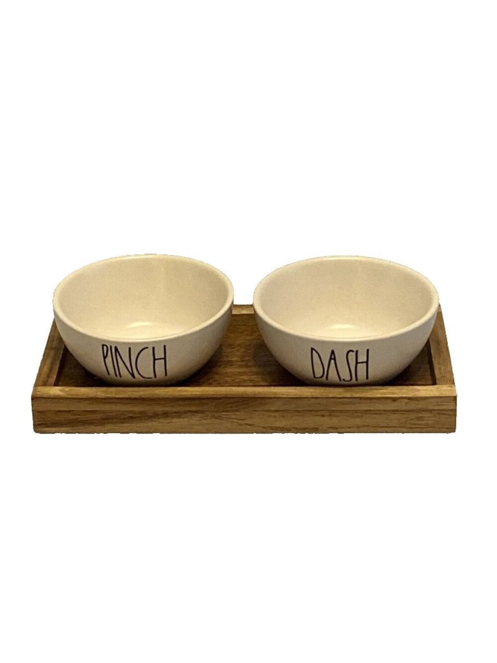 Rae Dunn "PINCH DASH" Ceramic Spice Pinch Bowls Cellar Wood  Tray